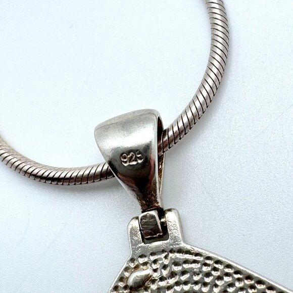 Sterling 925 Silver Spiral Dangle Vintage EarNecklace Textured Back Design - Picture 5 of 12